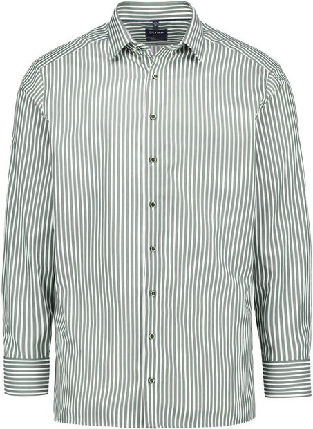 OLYMP Herren Hemd grau,grün gestreift