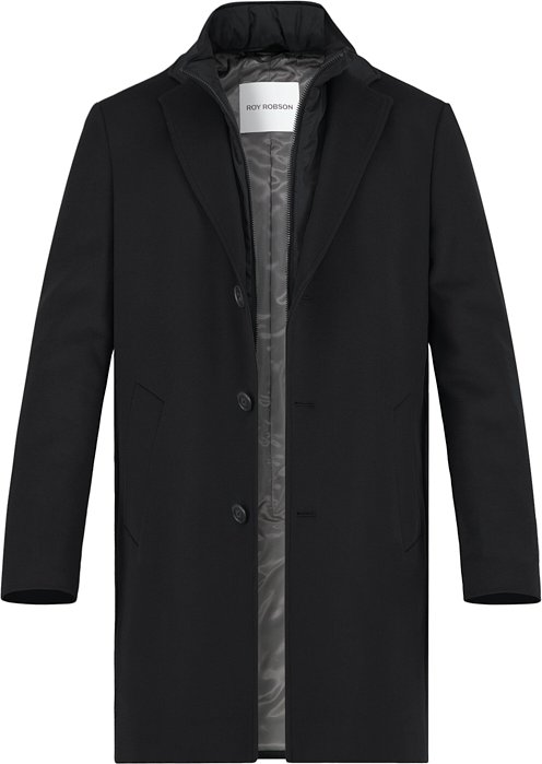 ROY ROBSON Herren Mantel schwarz unifarben