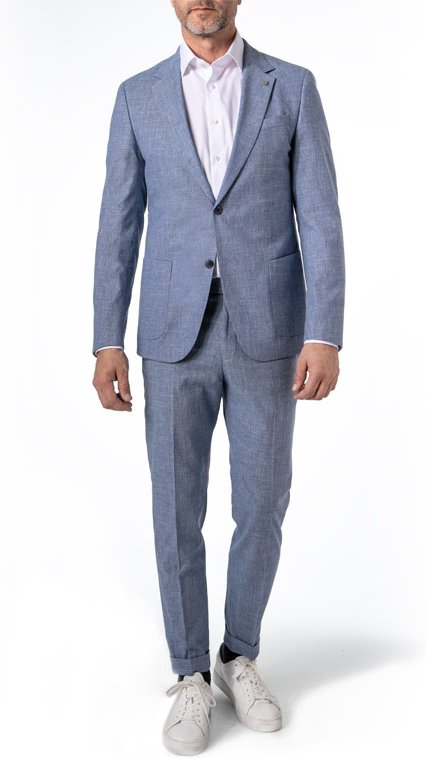Strellson Herren Anzug blau meliert Slim Fit