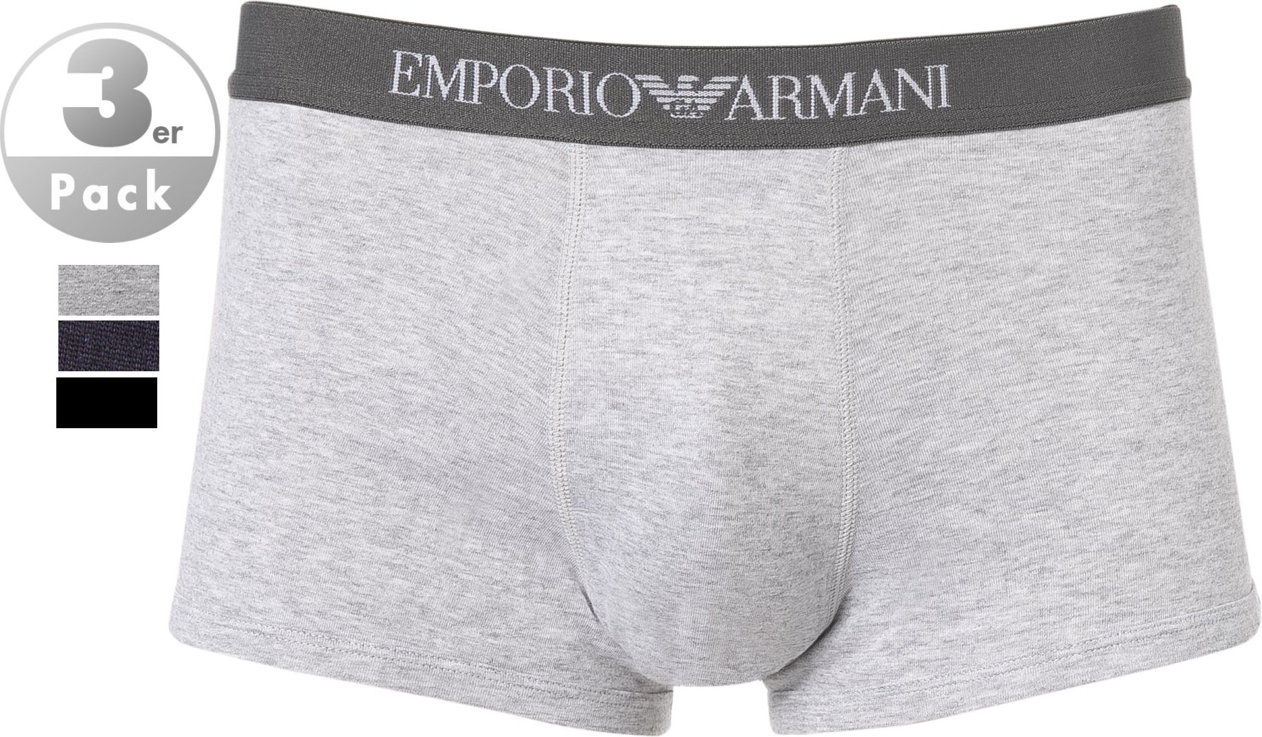 Thumbnail - EMPORIO ARMANI Herren Trunks blau Reine Baumwolle unifarben