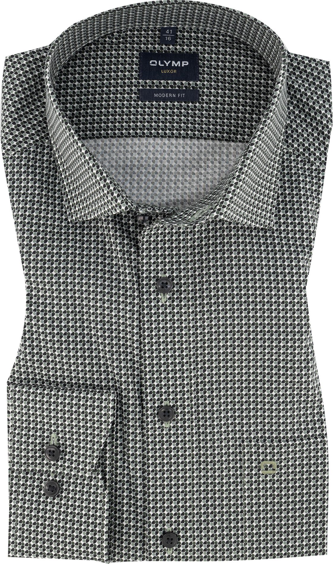 OLYMP Herren Hemd grün gemustert