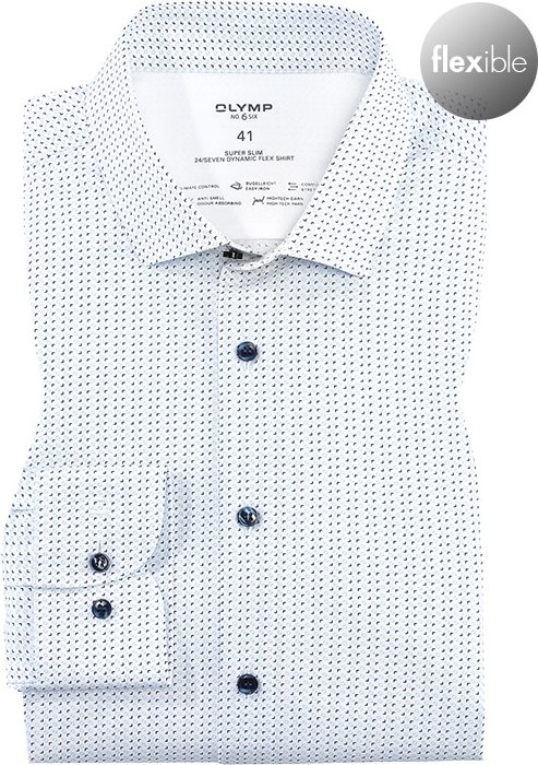 Thumbnail - OLYMP Herren Hemd blau gemustert Slim Fit