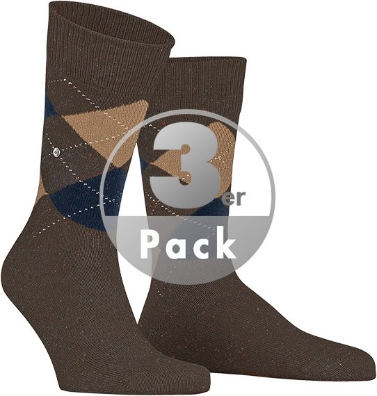 Thumbnail - Burlington Herren Socken braun Schur-Wolle Gemustert