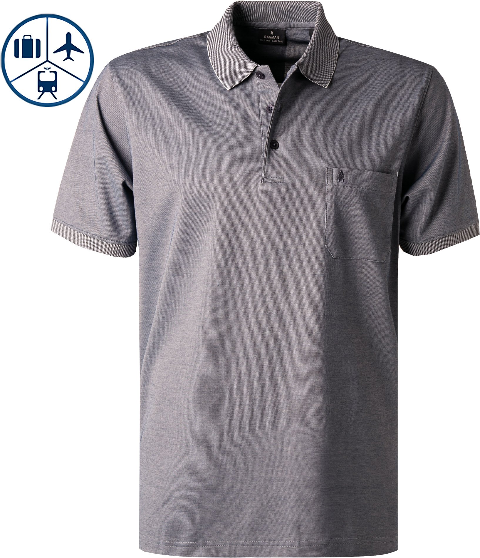 Thumbnail - RAGMAN Herren Polo-Shirt grau