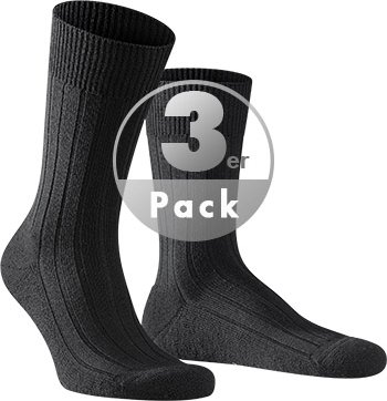 Thumbnail - Falke Herren Socken schwarz Schur-Wolle unifarben