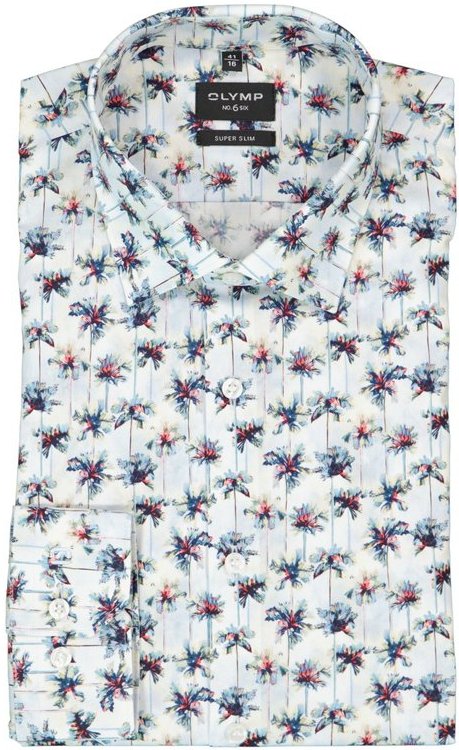 OLYMP Herren Hemd blau geblümt Slim Fit