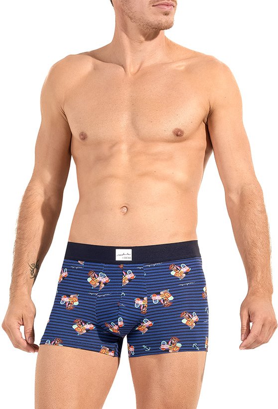 HOM Herren Trunks blau Viskose/Modal Geprintet