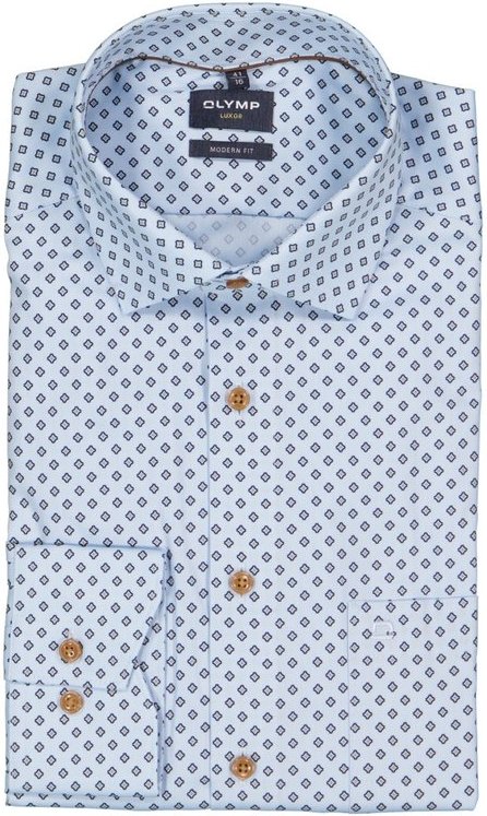 OLYMP Herren Hemd blau gemustert