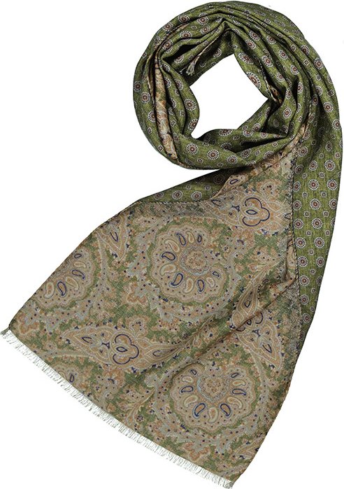 Ascot Herren Schal grün Woll-Stoff gemustert