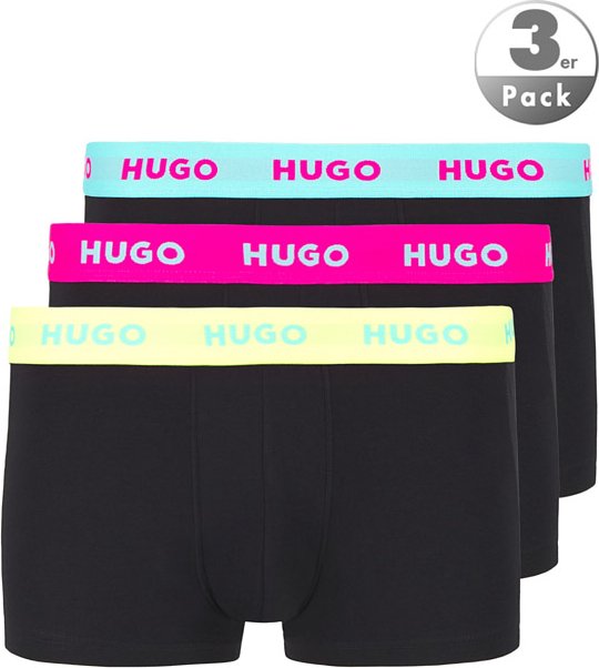 HUGO Herren Trunks schwarz Baumwolle & Mix Gemustert