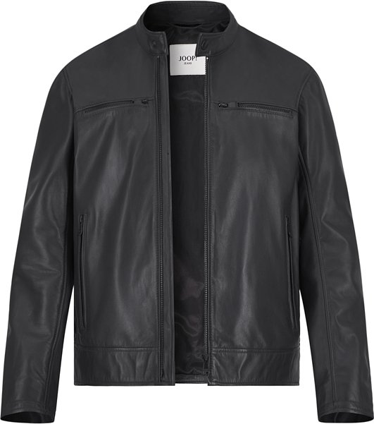 JOOP! Herren Lederjacke schwarz unifarben