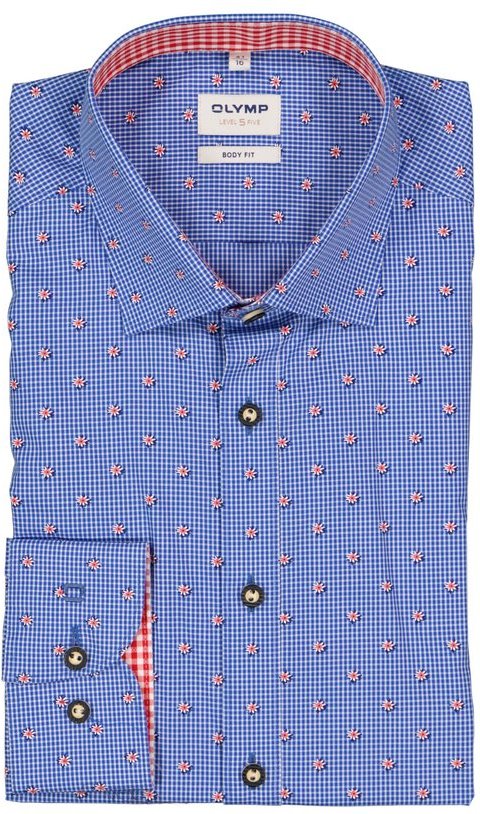 OLYMP Herren Hemd blau gemustert