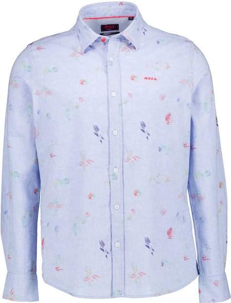 N.Z.A. Herren Hemd blau geblümt