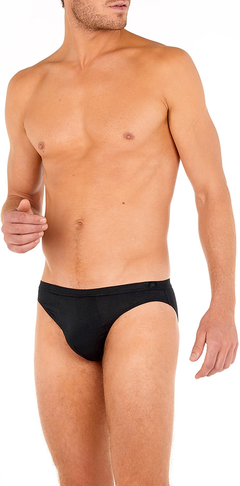 Thumbnail - HOM Herren Slip schwarz Baumwolle & Mix unifarben