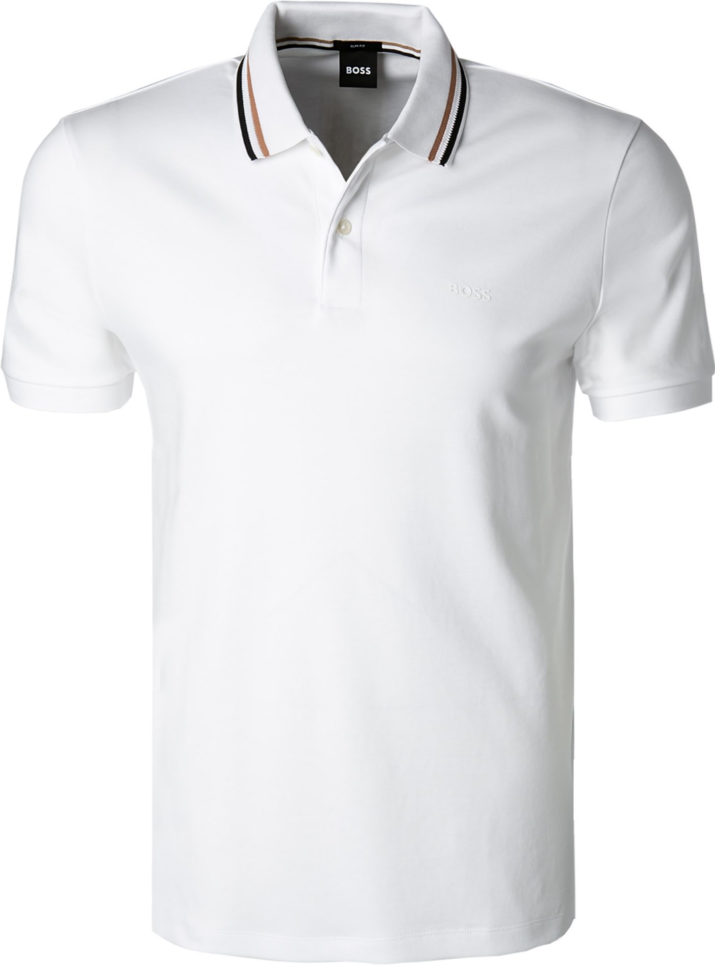 BOSS Black Herren Polo-Shirt weiß Slim Fit