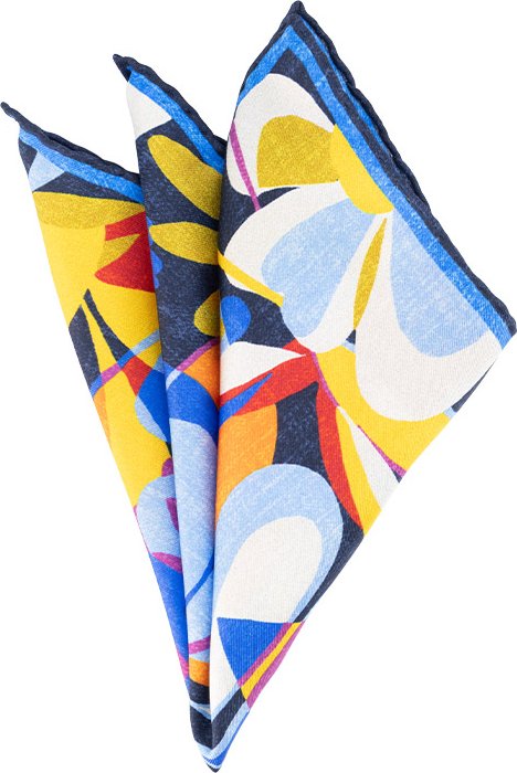 Ascot Herren Einstecktuch blau geblümt