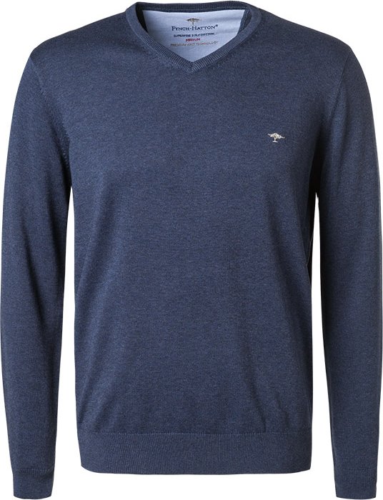 Thumbnail - Fynch-Hatton Herren Pullover blau unifarben