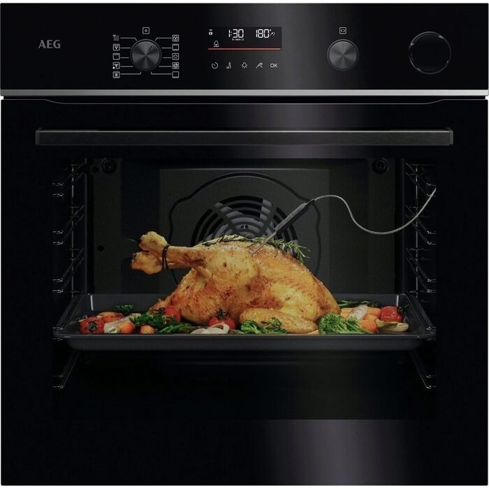 AEG 6000 SenseCook® mit SteamCrisp® / Einbaubackofen / WLAN-fähig / Pyrolytische Selbstreinigung / Schwarz V7PBR521SB