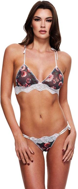 Baci Lingerie – GREY FLORAL & LACE BH-Set mit Schleifenslip – Weiß
