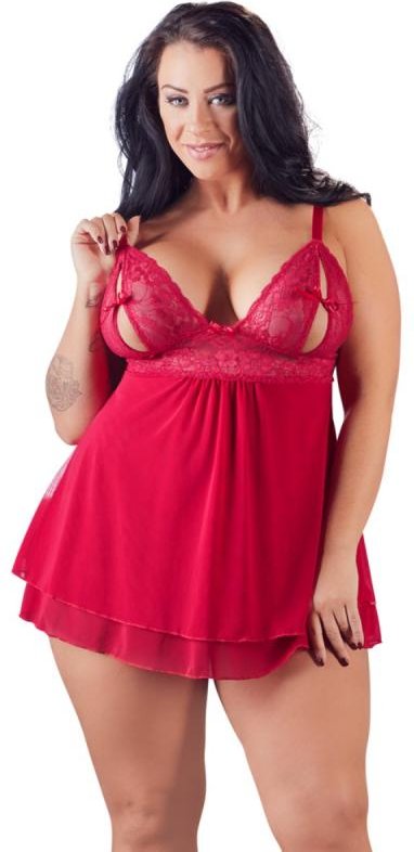 Cottelli Collection - Babydoll mit geschlitzten Spitzen-Cups