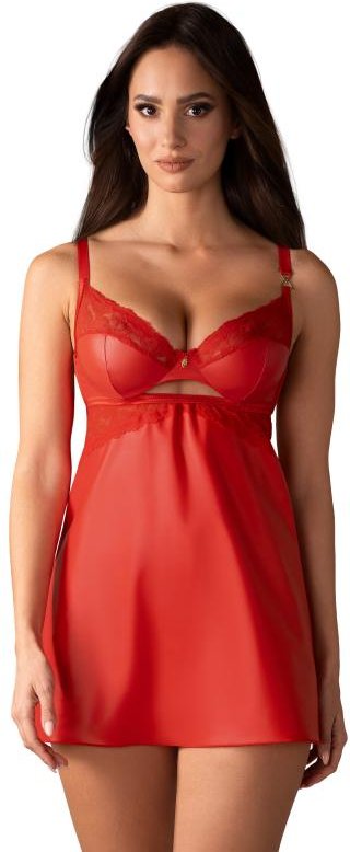 Thumbnail - Obsessive - Aliosa Chemise & String - Rot