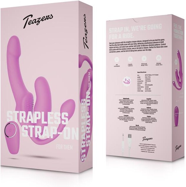 Teazers – Strapless Strap-On mit Analplug – Pink