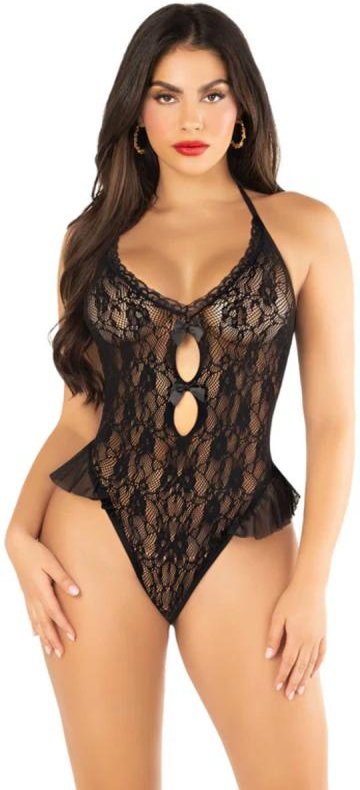 Leg Avenue – Spitzen Teddy Bodysuit – Schwarz