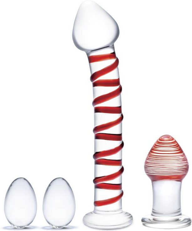 Glas - Mr. Swirly 4 pc Set with Glass Kegel Balls & Butt Plu