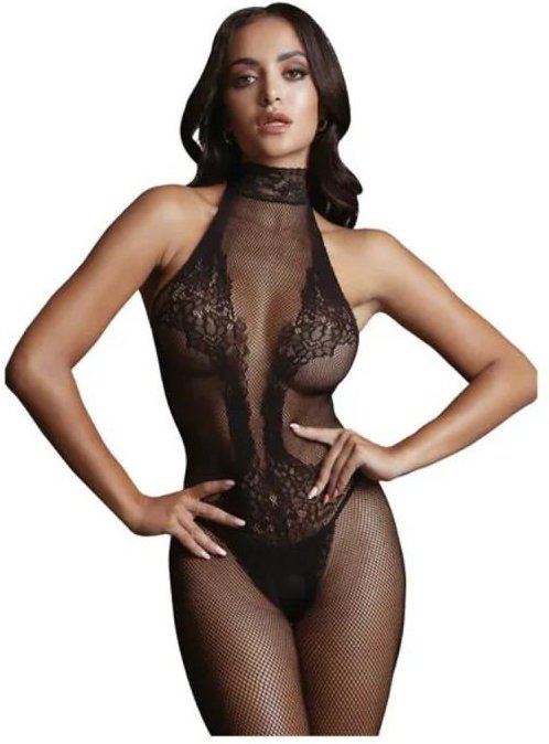 Le Desir – Spitzen-Netz Catsuit – Schwarz