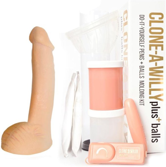 Clone-A-Willy – Vibrator-Dildo-Kit mit Hoden – Beige