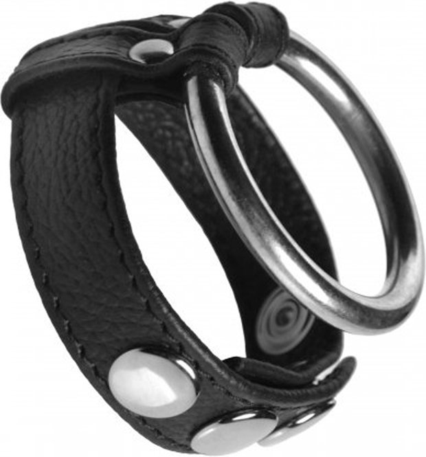 Penis- und Hodenring aus Leder und Stahl