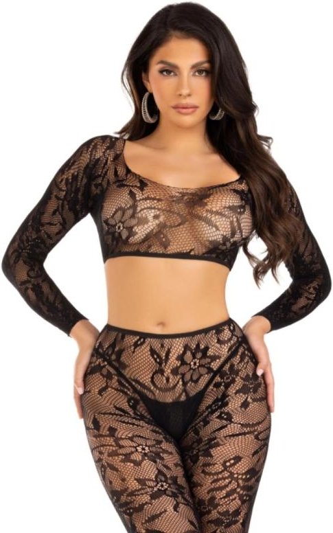 Leg Avenue - Crop Top & Fußlose Leggings - Schwarz