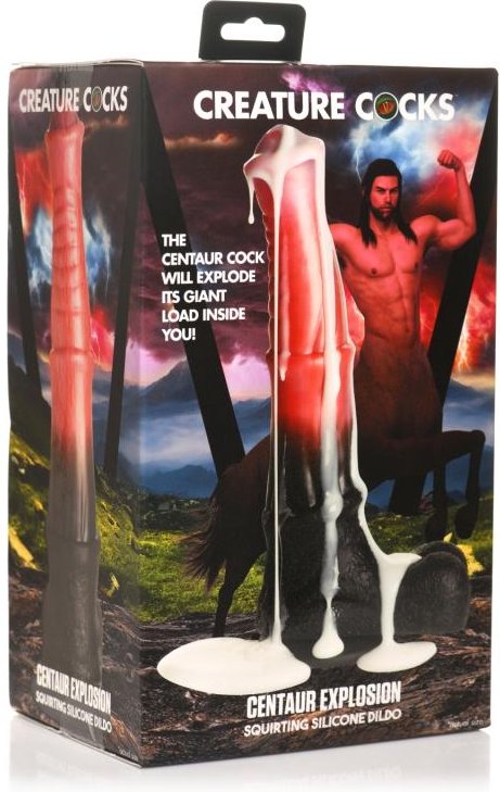 XR Brands - Zentauren-Explosions-Spritzender Silikon-Dildo - Schwarz/Rot