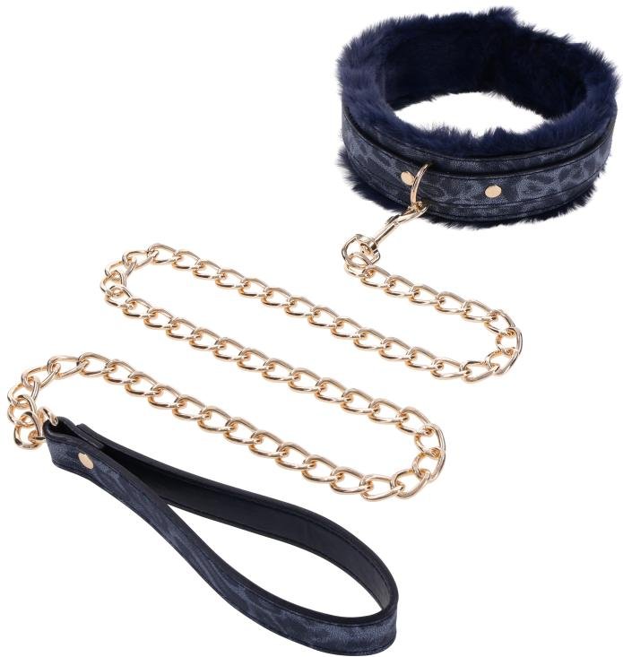 Sportsheets - Cougar Pelzkragen und Leine - Schwarz