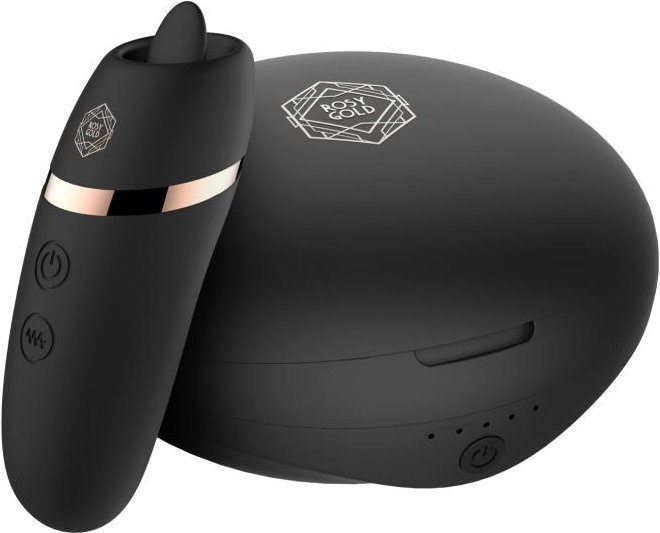 Rosy Gold – Leckstimulator mit Luxus Ladeetui – Schwarz