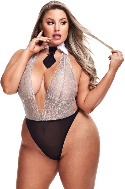 Baci - 2 Pc Lace Teddy Schoolgirl With Collar And Tie Queen