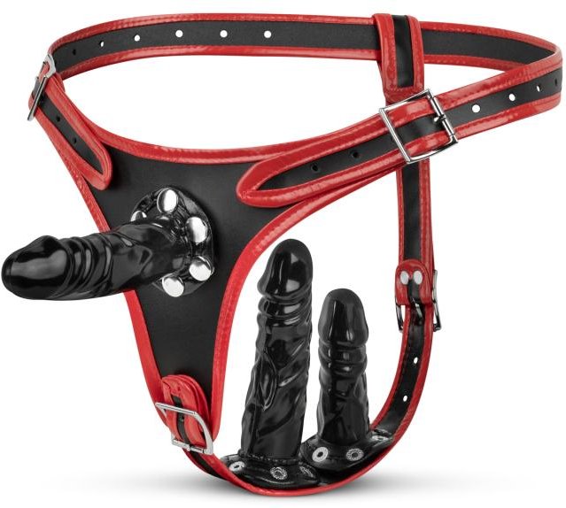 Fetish Collection - Triple Dildo Strap-On Harness
