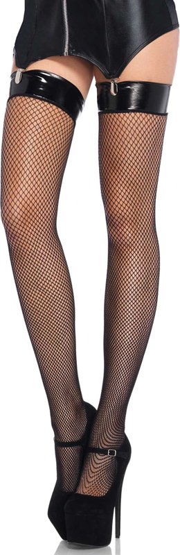Netzstrümpfe mit Top aus Vinyl