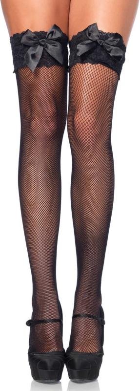 Klassische Strümpfe mit Spitze und Schleife - Schwarz