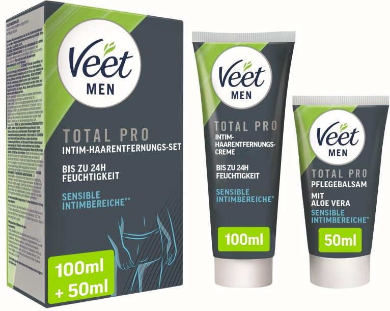 Veet Men Intim-Haarentfernungs-Set für Männer - 100 ml Tube & 50 ml Balsam