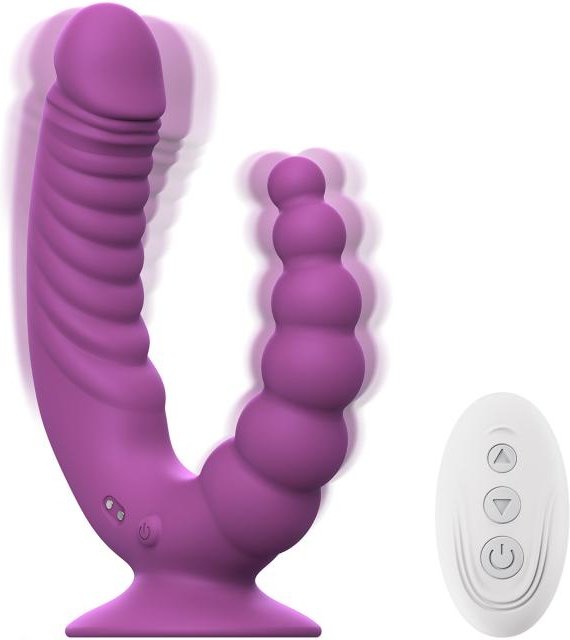 Teazers - Doppelvibrator mit Saugnapf und Fernbedienung - Lila