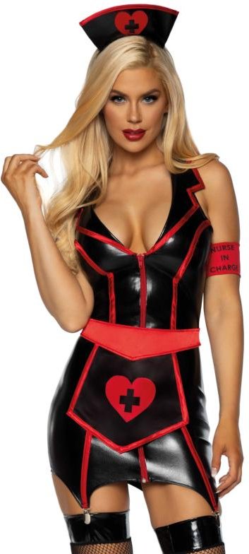 Leg Avenue – Vinyl Naughty Nurse Kostüm