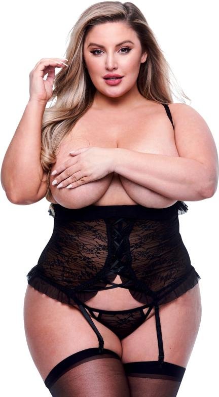 Baci - 2pc Peek-a-boo Bustier & G-string Set Queen