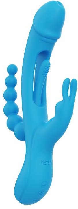 HoneyPlayBox - Trilux Kinky Finger Rabbit Vibrator - Blau