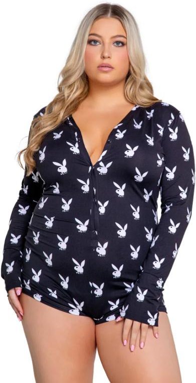 Playboy – Slumber Bunny Romper – Schwarz