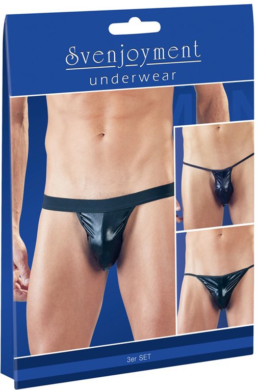 3-teiliger Wetlook-Tangaset