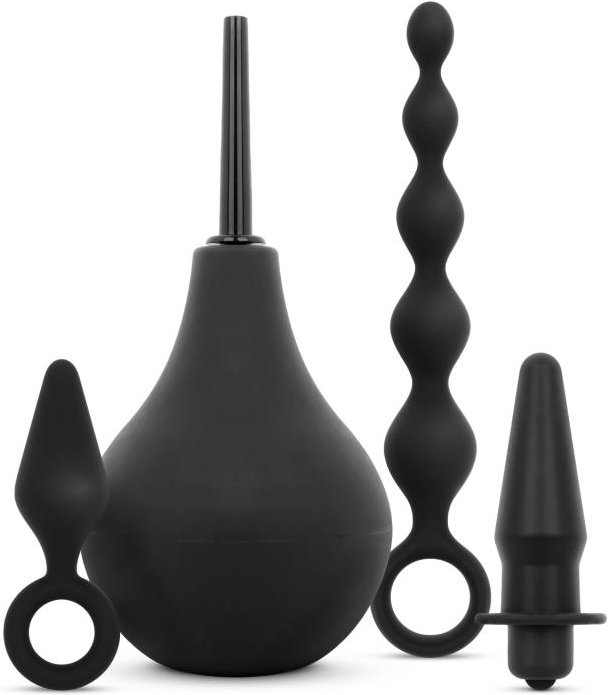 Analplug Set mit Dusche - Schwarz