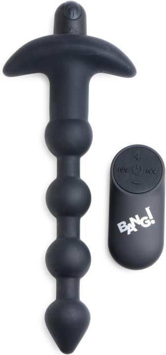 BANG! - 28X Vibrations-Silikon-Anaalkugeln mit Fernbedienung - Schwarz