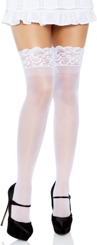 Thumbnail - Halterlose Strümpfe in Weiß