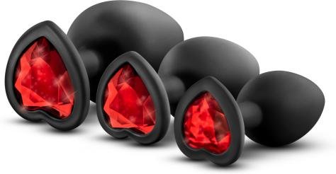 Blush - Luxe Bling Plug Trainingsset Schwarz mit Roten Edelsteinen
